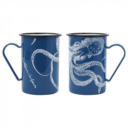 BATELA Maritimer Emaille Becher Octopus  BATELA maritimes Porzellan