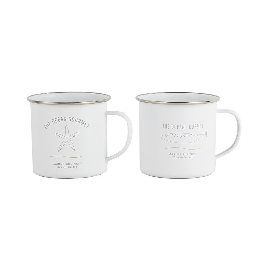 Emaille Becher white Menorca Marine Business