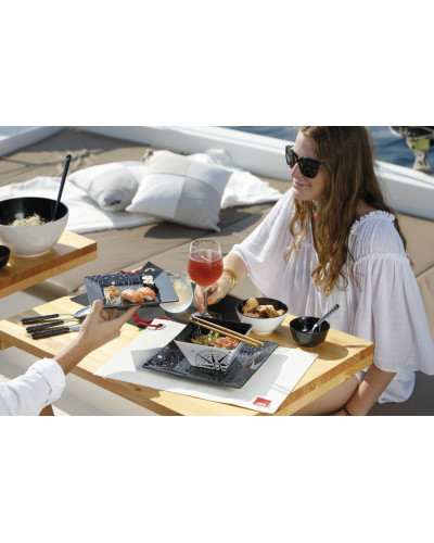 24-teiliges Geschirrset eckig + Tragebehälter Lombok Marine Business MARINE BUSINESS Bootsgeschirr